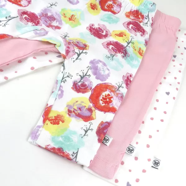 HonestBaby Multipack Harem Pants Roomy Fit Pull on Bottoms 100 Organic Cotton for Infant Baby Boys Girls Unisex3pack Rose Blossom