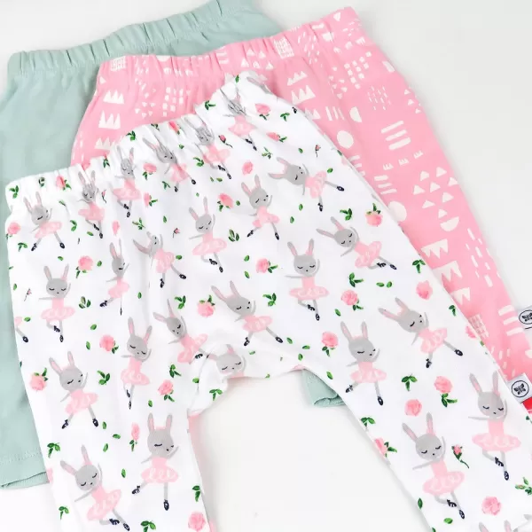 HonestBaby Multipack Harem Pants Roomy Fit Pull on Bottoms 100 Organic Cotton for Infant Baby Boys Girls Unisex3pack Tutu Cute