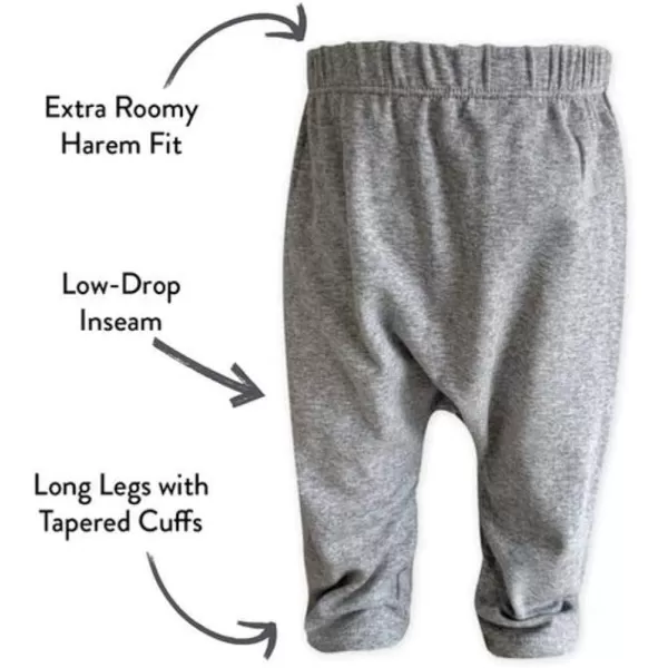 HonestBaby Multipack Harem Pants Roomy Fit Pull on Bottoms 100 Organic Cotton for Infant Baby Boys Girls Unisex4pack Blue Ombre