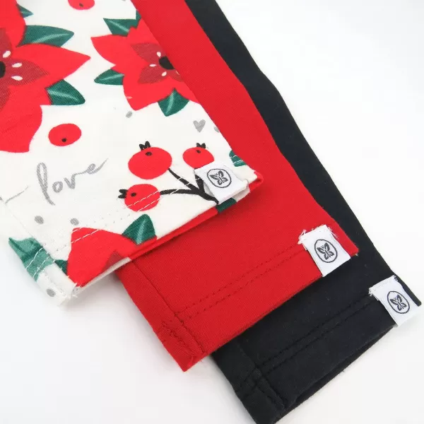 HonestBaby Multipack Leggings Skinny Flare and Cargo Pants Organic Cotton for Infant Baby Girls Toddlers Little Kids3pack Holiday Floral