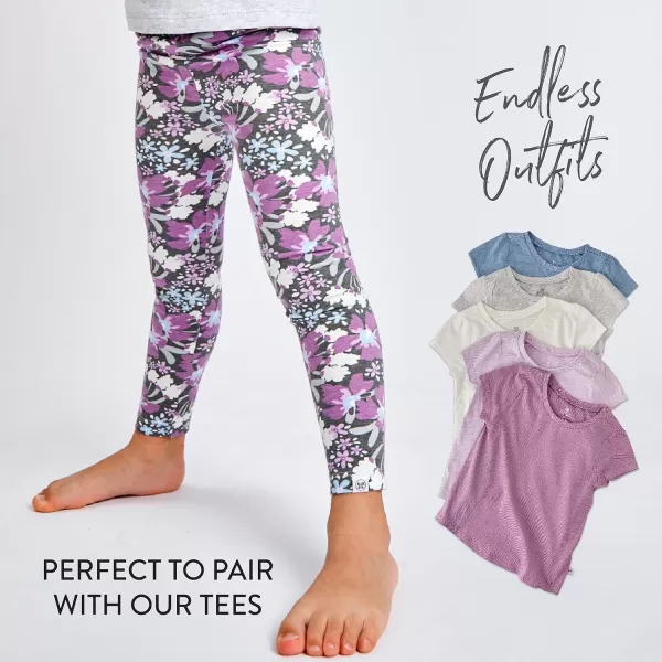 HonestBaby Multipack Leggings Skinny Flare and Cargo Pants Organic Cotton for Infant Baby Girls Toddlers Little Kids3pack Jumbo Floral Dusty Purple