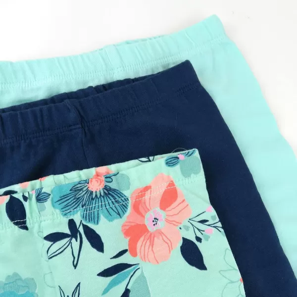 HonestBaby Multipack Leggings Skinny Flare and Cargo Pants Organic Cotton for Infant Baby GirlsToddlersLittle KidsLegacy3pack Floral Clusters Aqua Blue