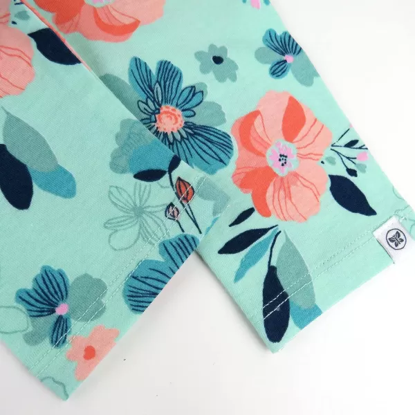 HonestBaby Multipack Leggings Skinny Flare and Cargo Pants Organic Cotton for Infant Baby GirlsToddlersLittle KidsLegacy3pack Floral Clusters Aqua Blue