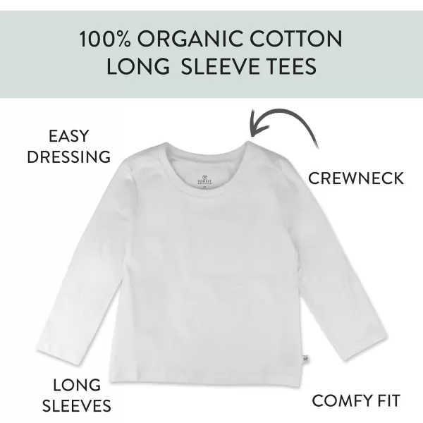 HonestBaby Multipack Long Sleeve Tshirts Tee 100 Organic Cotton Baby Toddler Kids Boys GirlsBright White