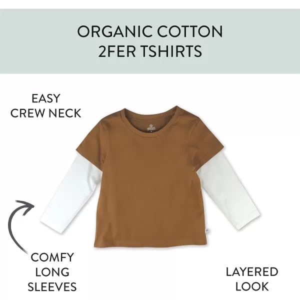 HonestBaby Multipack Long Sleeve Tshirts Tee 100 Organic Cotton Baby Toddler Kids Boys GirlsDark Sand