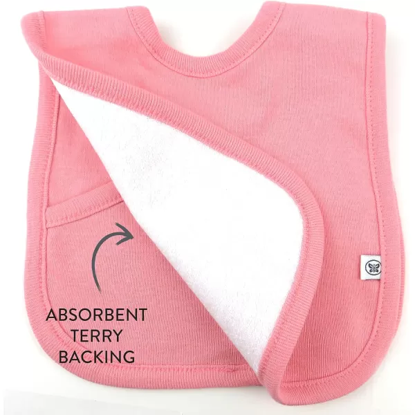 HonestBaby Multipack Reversible 4in1 Bibs Absorbent Terry and Knit 100 Organic Cotton Infant Baby Boys Girls Unisex5pack Strawberry Pink Floral