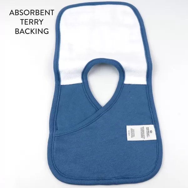HonestBaby Multipack Reversible 4in1 Bibs Absorbent Terry and Knit 100 Organic Cotton Infant Baby Boys Girls Unisex5pack Tie Dye Blues