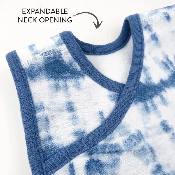 HonestBaby Multipack Reversible 4in1 Bibs Absorbent Terry and Knit 100 Organic Cotton Infant Baby Boys Girls Unisex5pack Tie Dye Blues