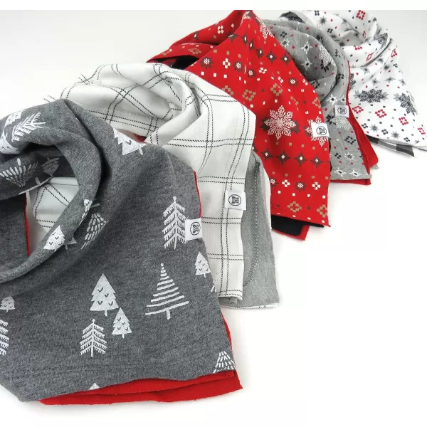 HonestBaby Multipack Reversible Bandana Drool Bibs Burpcloths Adjustable Snaps for Infant Baby BoysGirls 100 Organic Cotton5pack Fair Isle Red