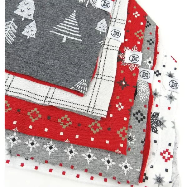 HonestBaby Multipack Reversible Bandana Drool Bibs Burpcloths Adjustable Snaps for Infant Baby BoysGirls 100 Organic Cotton5pack Fair Isle Red