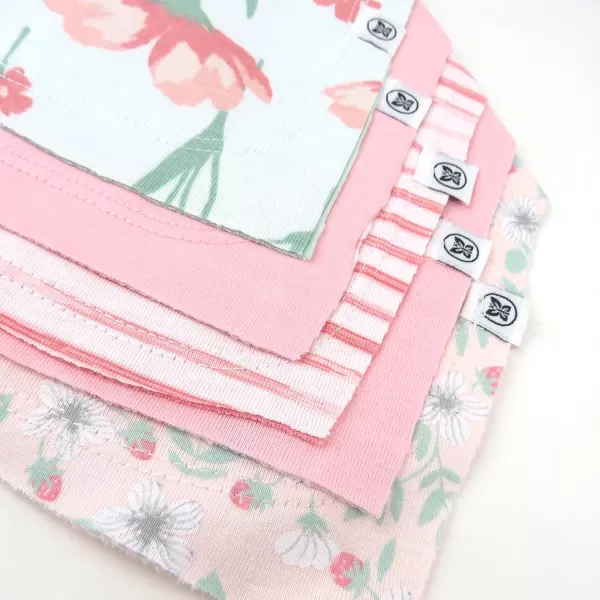 HonestBaby Multipack Reversible Bandana Drool Bibs Burpcloths Adjustable Snaps for Infant Baby BoysGirls 100 Organic Cotton5pack Strawberry Cream