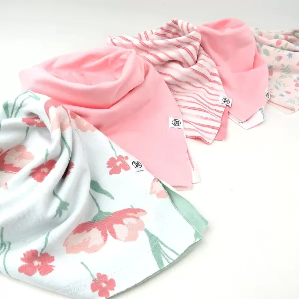 HonestBaby Multipack Reversible Bandana Drool Bibs Burpcloths Adjustable Snaps for Infant Baby BoysGirls 100 Organic Cotton5pack Strawberry Cream