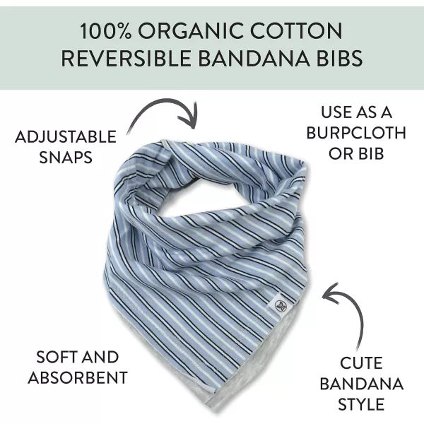 HonestBaby Multipack Reversible Bandana Drool Bibs Burpcloths Adjustable Snaps for Infant Baby BoysGirls 100 Organic Cotton5pack Varsity Stripes