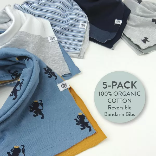 HonestBaby Multipack Reversible Bandana Drool Bibs Burpcloths Adjustable Snaps for Infant Baby BoysGirls 100 Organic Cotton5pack Varsity Stripes