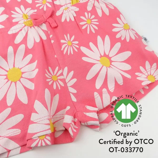 HonestBaby Multipack Short Romper Sets and Dresses 100 Organic Cotton for Infant Baby Toddler Boys Girls Unisex LEGACY1 Jumbo Daisy Pink