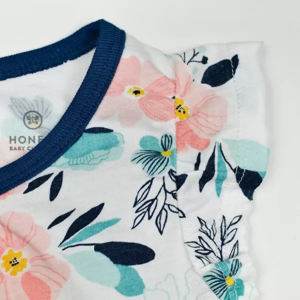 HonestBaby Multipack Short Romper Sets and Dresses 100 Organic Cotton for Infant Baby Toddler Boys Girls Unisex LEGACY2 Dreamy Floral Aqua Blue