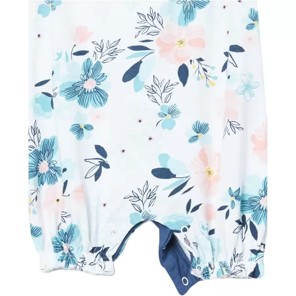 HonestBaby Multipack Short Romper Sets and Dresses 100 Organic Cotton for Infant Baby Toddler Boys Girls Unisex LEGACY2 Dreamy Floral Aqua Blue
