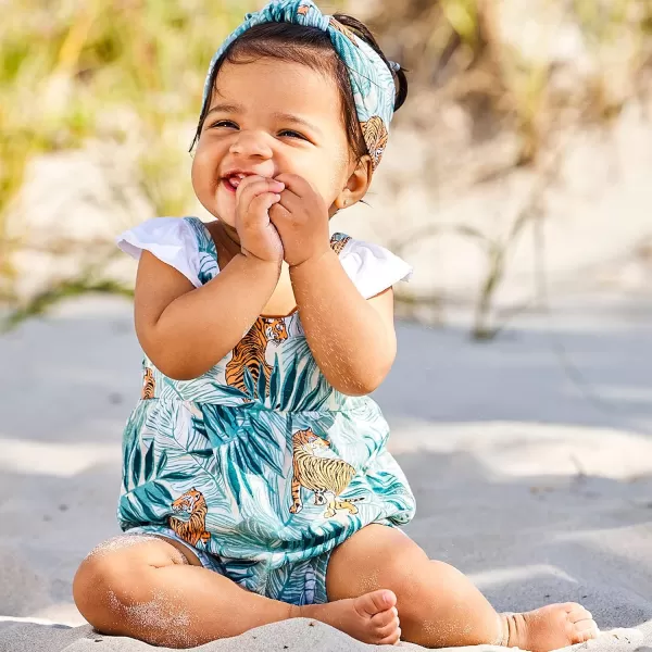 HonestBaby Multipack Short Romper Sets and Dresses 100 Organic Cotton for Infant Baby Toddler Boys Girls Unisex LEGACY3 Tiger Time