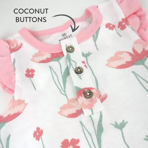 HonestBaby Multipack Short Romper Sets and Dresses 100 Organic Cotton for Infant Baby and Toddler Boys Girls Unisex2 Strawberry Pink Floral