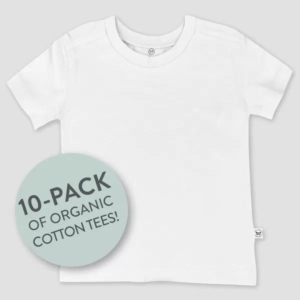 HonestBaby Multipack Short Sleeve TShirt Tee 100 Organic Cotton Infant Baby Toddler Little Kids Boys Girls UnisexBright White
