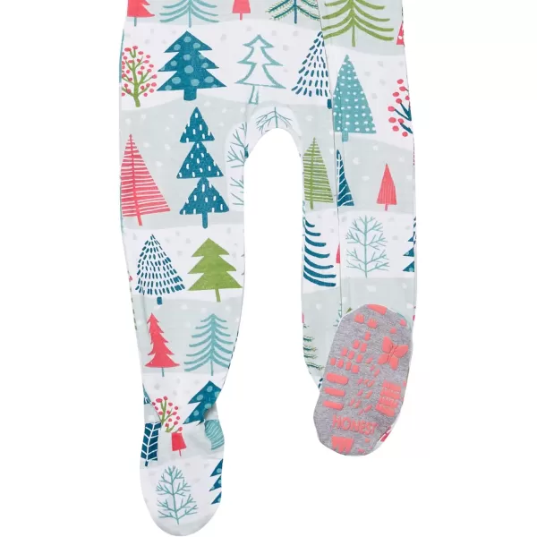 HonestBaby NonSlip Footed Holiday Pajamas OnePiece Sleeper ZipFront Pjs Organic Cotton for Baby Boys Girls Unisex2pack Feelin Pine