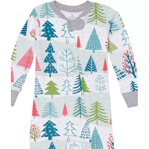 HonestBaby NonSlip Footed Holiday Pajamas OnePiece Sleeper ZipFront Pjs Organic Cotton for Baby Boys Girls Unisex2pack Feelin Pine