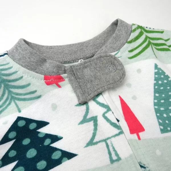 HonestBaby NonSlip Footed Holiday Pajamas OnePiece Sleeper ZipFront Pjs Organic Cotton for Baby Boys Girls Unisex2pack Feelin Pine