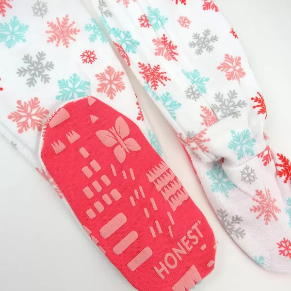 HonestBaby NonSlip Footed Holiday Pajamas OnePiece Sleeper ZipFront Pjs Organic Cotton for Baby Boys Girls Unisex2pack Santa Flamingo