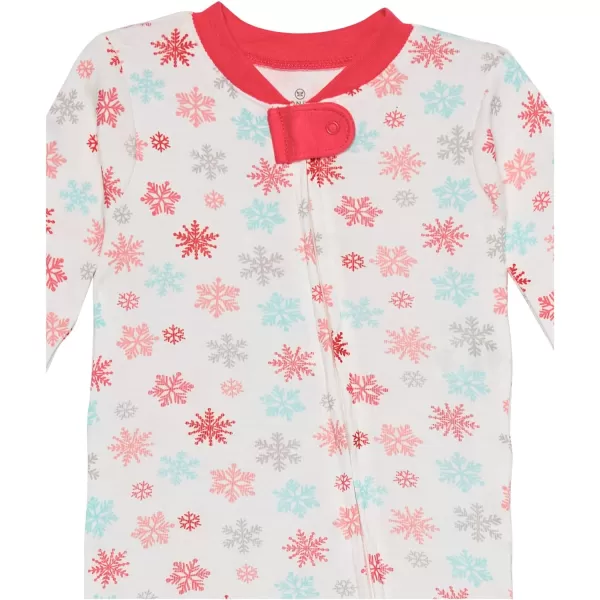 HonestBaby NonSlip Footed Holiday Pajamas OnePiece Sleeper ZipFront Pjs Organic Cotton for Baby Boys Girls Unisex2pack Santa Flamingo