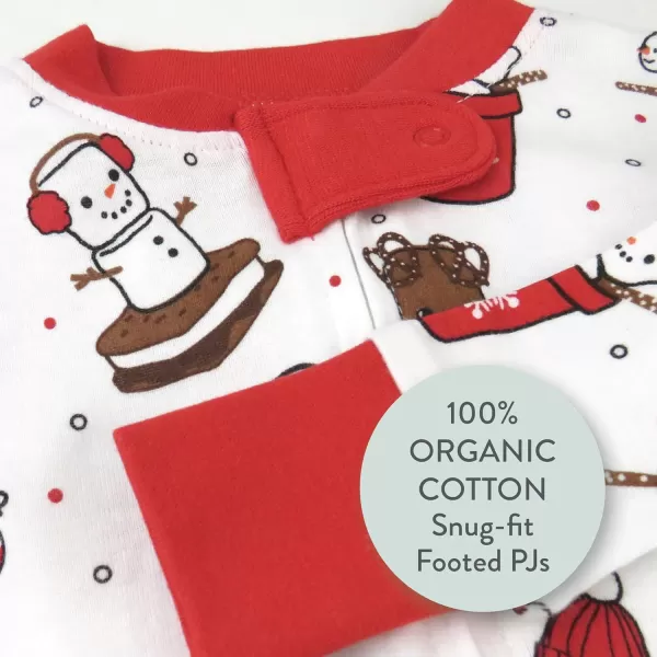 HonestBaby NonSlip Footed Holiday Pajamas OnePiece Sleeper ZipFront Pjs Organic Cotton for Baby Boys Girls UnisexOoie Gooie Holiday