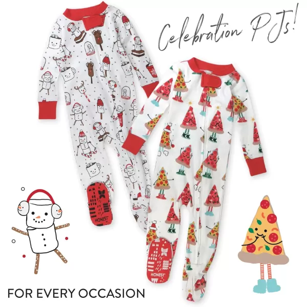 HonestBaby NonSlip Footed Holiday Pajamas OnePiece Sleeper ZipFront Pjs Organic Cotton for Baby Boys Girls UnisexOoie Gooie Holiday