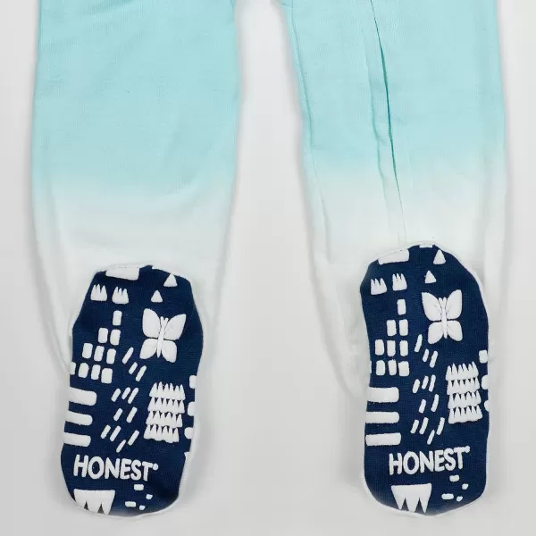 HonestBaby NonSlip Footed Pajamas OnePiece Sleeper Jumpsuit ZipFront 100 Organic Cotton PJs 100 for Baby Girls LEGACY2pack Floral Clusters Aqua Blue