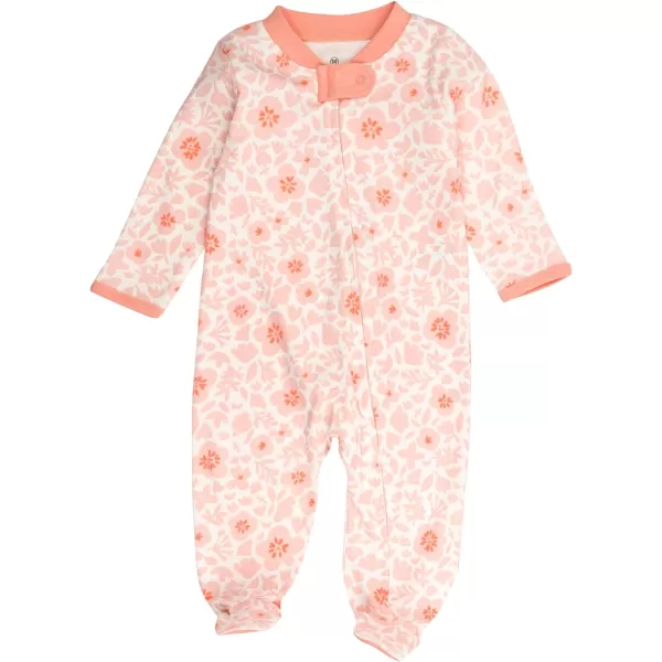 HonestBaby NonSlip Footed Pajamas OnePiece Sleeper Jumpsuit ZipFront 100 Organic Cotton PJs 100 for Baby Girls LEGACY2pack Peach Skin Papercut Floral