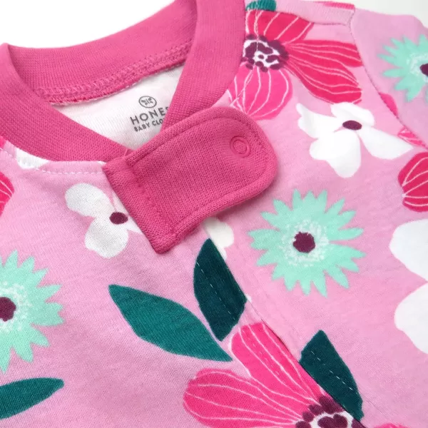 HonestBaby NonSlip Footed Pajamas OnePiece Sleeper Jumpsuit ZipFront 100 Organic Cotton PJs 100 for Baby Girls LEGACY2pack Water Lilly Lavender