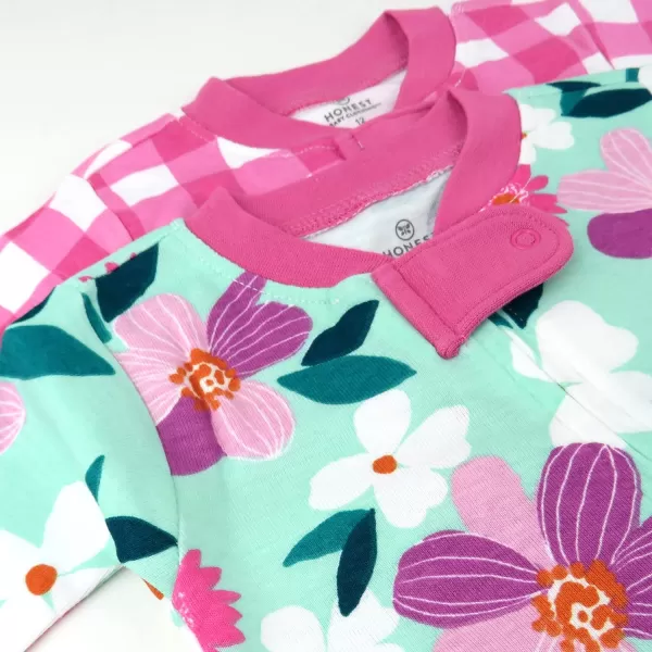 HonestBaby NonSlip Footed Pajamas OnePiece Sleeper Jumpsuit ZipFront 100 Organic Cotton PJs 100 for Baby Girls LEGACY2pack Water Lilly Mint