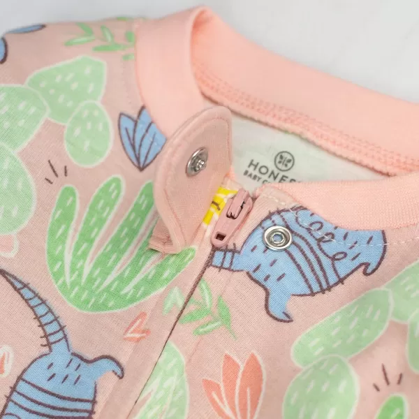 HonestBaby NonSlip Footed Pajamas OnePiece Sleeper Jumpsuit ZipFront 100 Organic Cotton PJs 100 for Baby Girls LEGACYDesert Garden