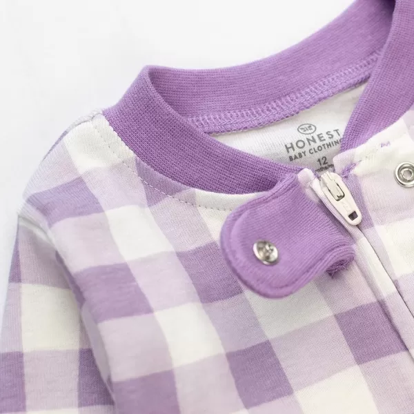 HonestBaby NonSlip Footed Pajamas OnePiece Sleeper Jumpsuit ZipFront 100 Organic Cotton PJs 100 for Baby Girls LEGACYPainted Buffalo Purple
