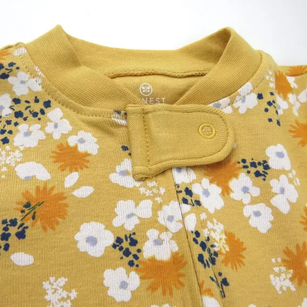 HonestBaby NonSlip Footed Pajamas OnePiece Sleeper Jumpsuit ZipFront 100 Organic Cotton PJs 100 for Baby Girls LEGACYPainterly Ditsy Honey