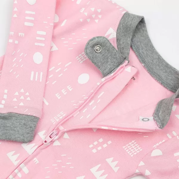 HonestBaby NonSlip Footed Pajamas OnePiece Sleeper Jumpsuit ZipFront 100 Organic Cotton PJs 100 for Baby Girls LEGACYPattern Play Pink