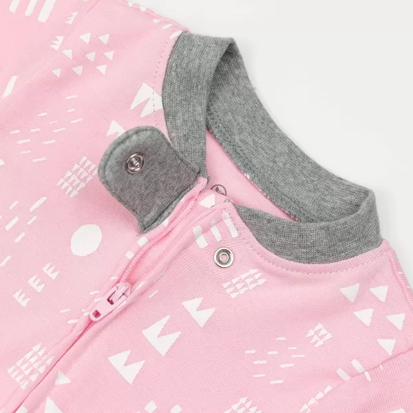 HonestBaby NonSlip Footed Pajamas OnePiece Sleeper Jumpsuit ZipFront 100 Organic Cotton PJs 100 for Baby Girls LEGACYPattern Play Pink
