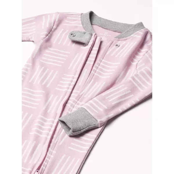 HonestBaby NonSlip Footed Pajamas OnePiece Sleeper Jumpsuit ZipFront 100 Organic Cotton PJs 100 for Baby Girls LEGACYSketchy Square Lilac