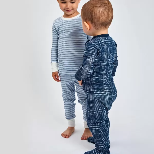 HonestBaby NonSlip Footed Pajamas OnePiece Sleeper Jumpsuit ZipFront PJs 100 Organic Cotton for Baby Boys2pack Blue Plaid