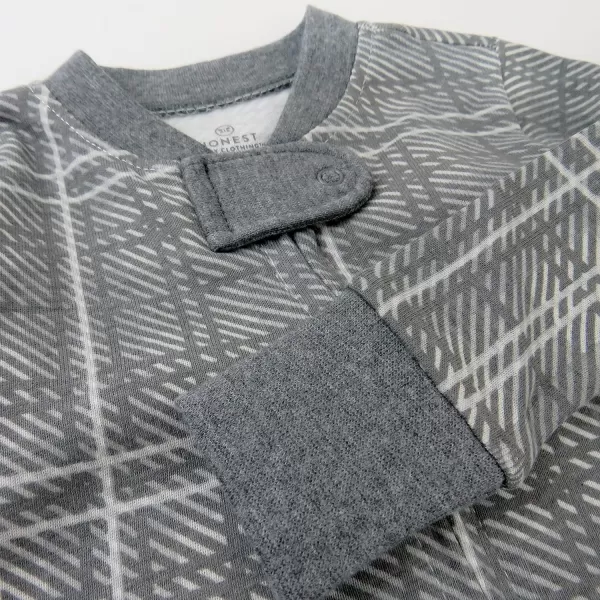 HonestBaby NonSlip Footed Pajamas OnePiece Sleeper Jumpsuit ZipFront PJs 100 Organic Cotton for Baby Boys2pack Grey Plaid