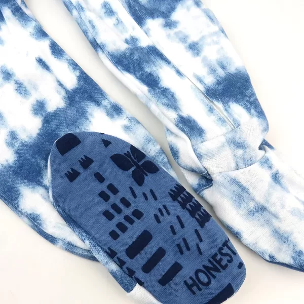 HonestBaby NonSlip Footed Pajamas OnePiece Sleeper Jumpsuit ZipFront PJs 100 Organic Cotton for Baby Boys2pack Tie Dye Light Blue