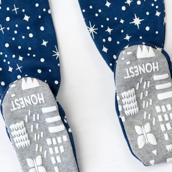 HonestBaby NonSlip Footed Pajamas OnePiece Sleeper Jumpsuit ZipFront PJs 100 Organic Cotton for Baby Boys2pack Twinkle Star Navy