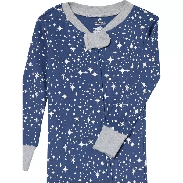 HonestBaby NonSlip Footed Pajamas OnePiece Sleeper Jumpsuit ZipFront PJs 100 Organic Cotton for Baby Boys2pack Twinkle Star Navy