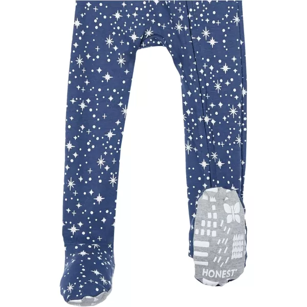 HonestBaby NonSlip Footed Pajamas OnePiece Sleeper Jumpsuit ZipFront PJs 100 Organic Cotton for Baby Boys2pack Twinkle Star Navy