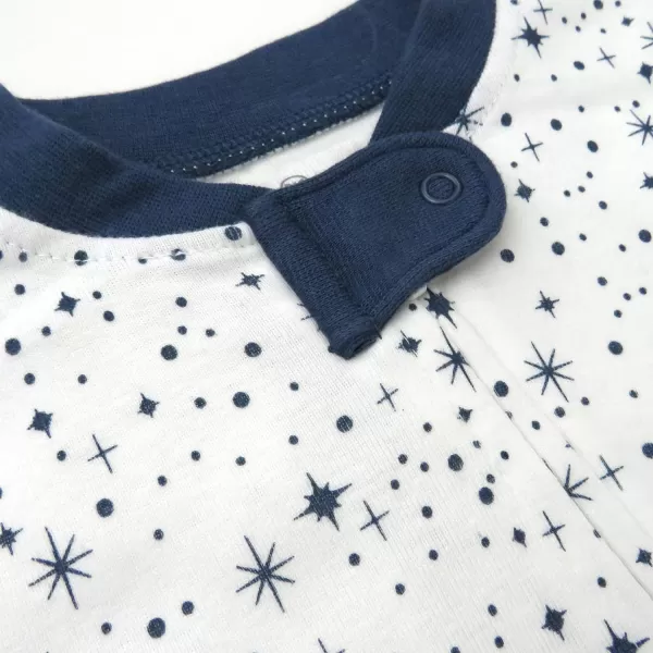HonestBaby NonSlip Footed Pajamas OnePiece Sleeper Jumpsuit ZipFront PJs 100 Organic Cotton for Baby Boys2pack Twinkle Star WhiteNavy