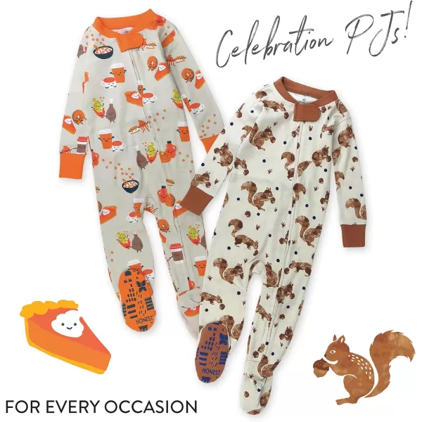 HonestBaby NonSlip Footed Pajamas OnePiece Sleeper Jumpsuit ZipFront PJs 100 Organic Cotton for Baby BoysNuts