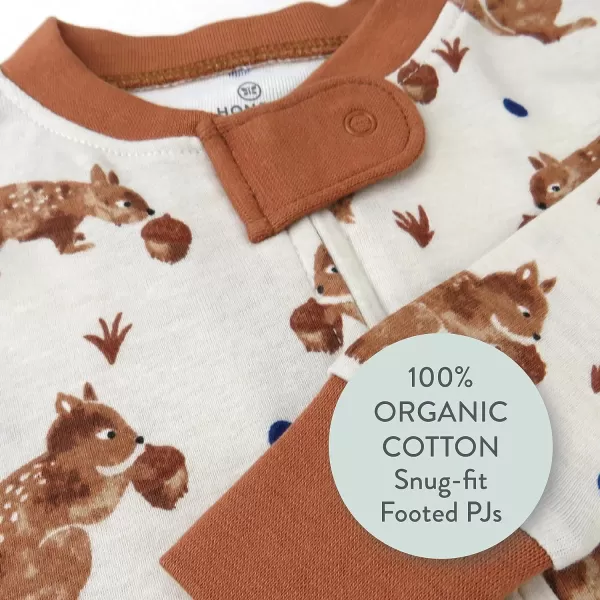 HonestBaby NonSlip Footed Pajamas OnePiece Sleeper Jumpsuit ZipFront PJs 100 Organic Cotton for Baby BoysNuts